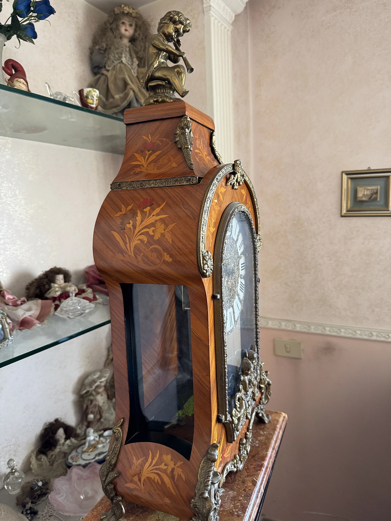 Column pendulum clock, boulle style, 1960s 4