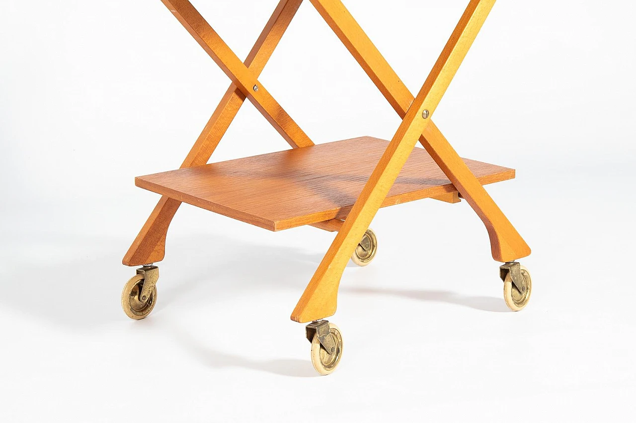 Mid-Century foldable teak serving trolley, 1960s 4