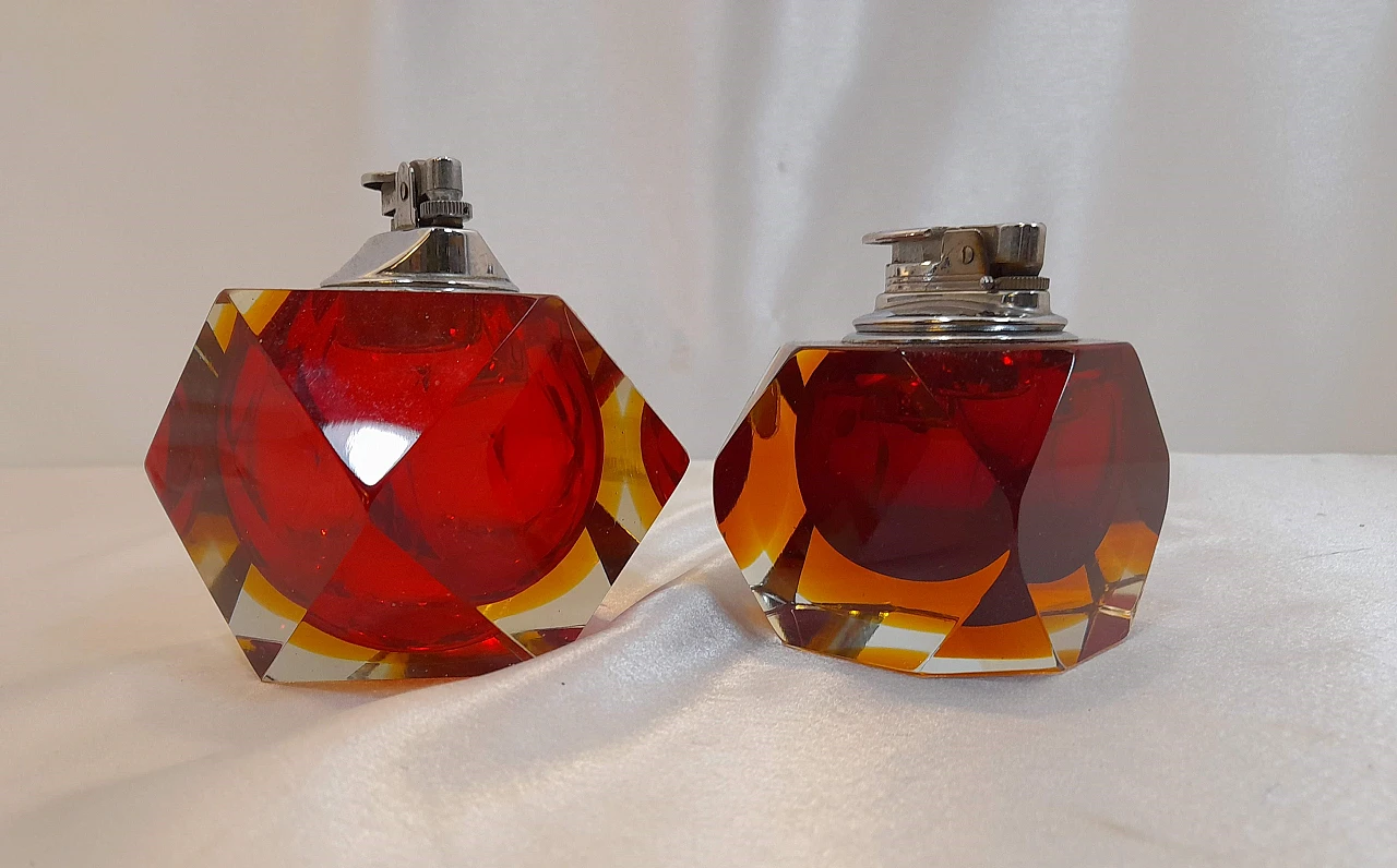 Two multifaceted table lighters in Murano glass, 1960s 3