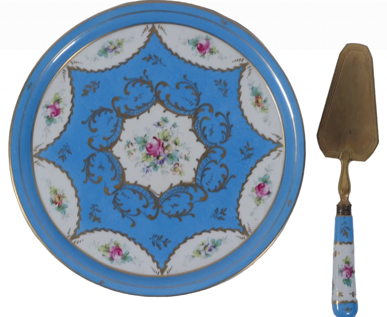 Porcelain centrepiece plate with cake shovel, 1950s 5