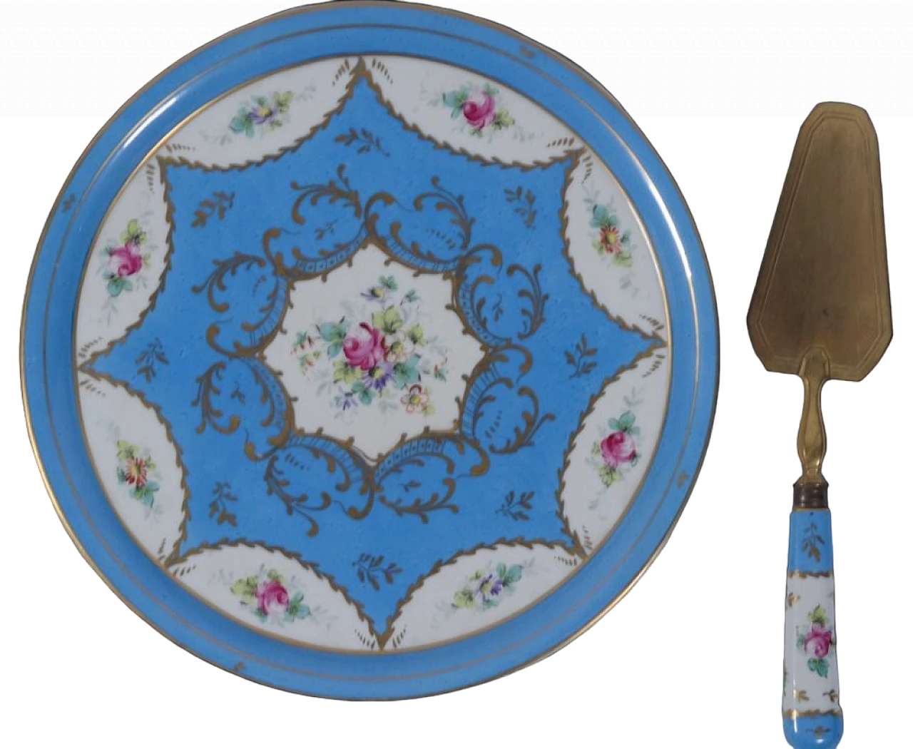 Porcelain centrepiece plate with cake shovel, 1950s 6