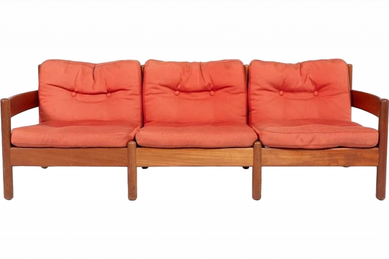 Scandinavian Sofa in wood and fabric, 1980s 10