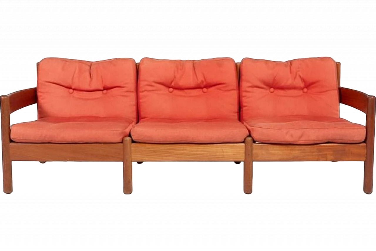 Scandinavian Sofa in wood and fabric, 1980s 11