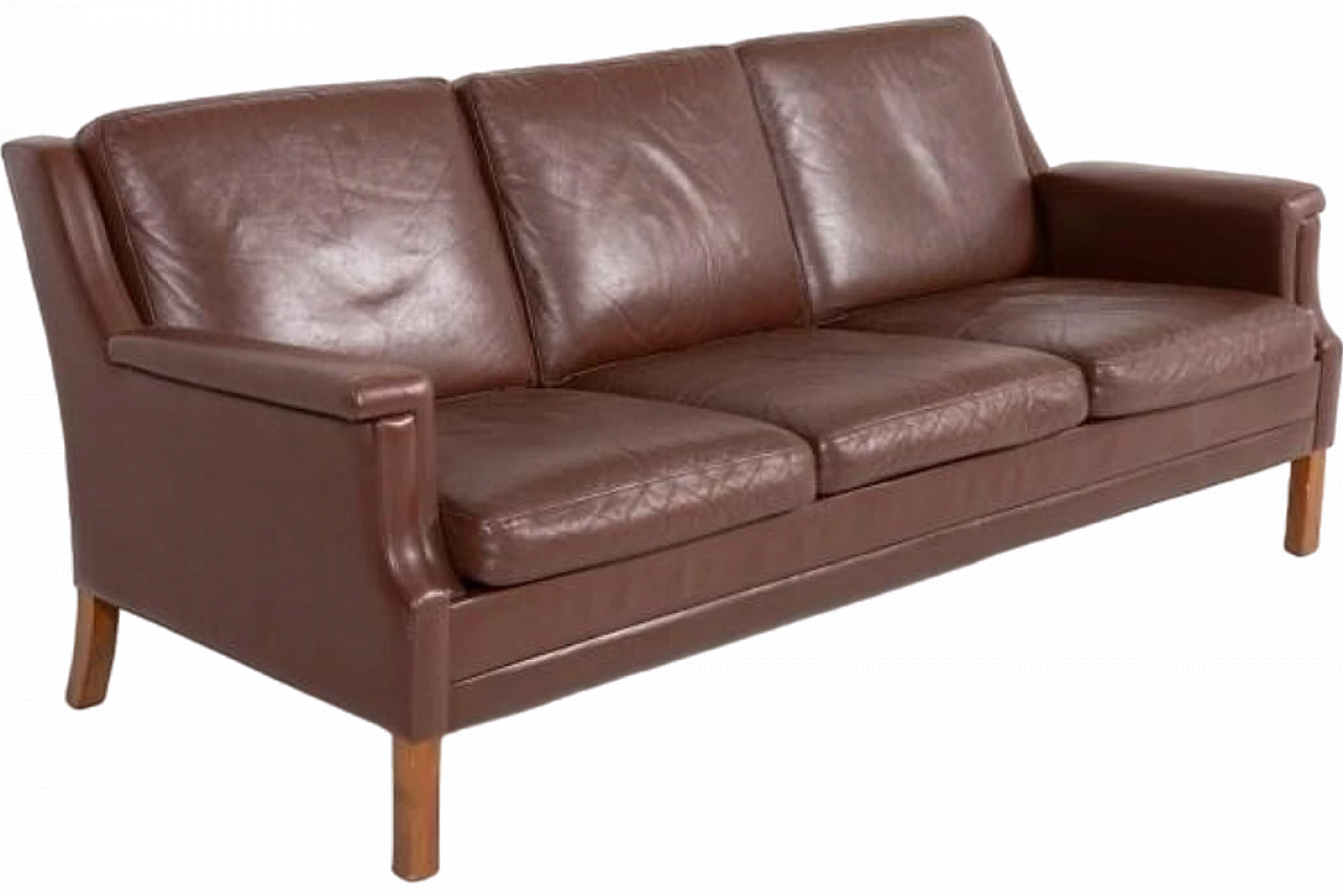 Brown leather sofa from Mogens Hansen, 1980s 9