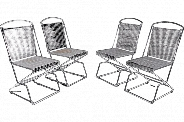 4 Architectural steel wire chairs, 1990s