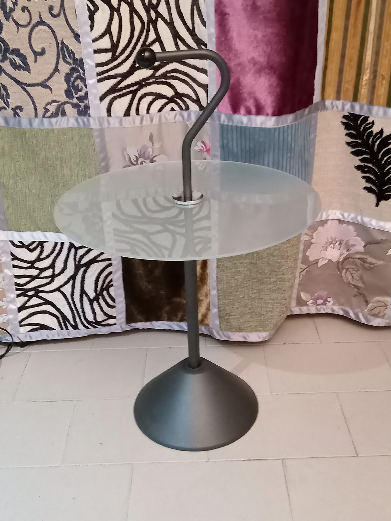 Carlo Bimbi round side table in glass and metal, 1980s 1