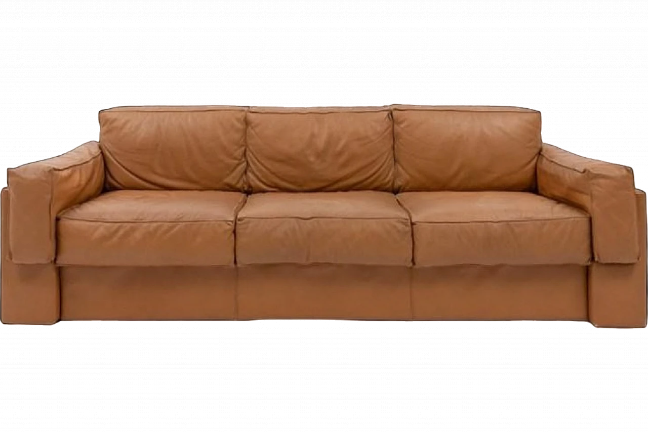 Modern cognac leather sofa, late 20th century 11