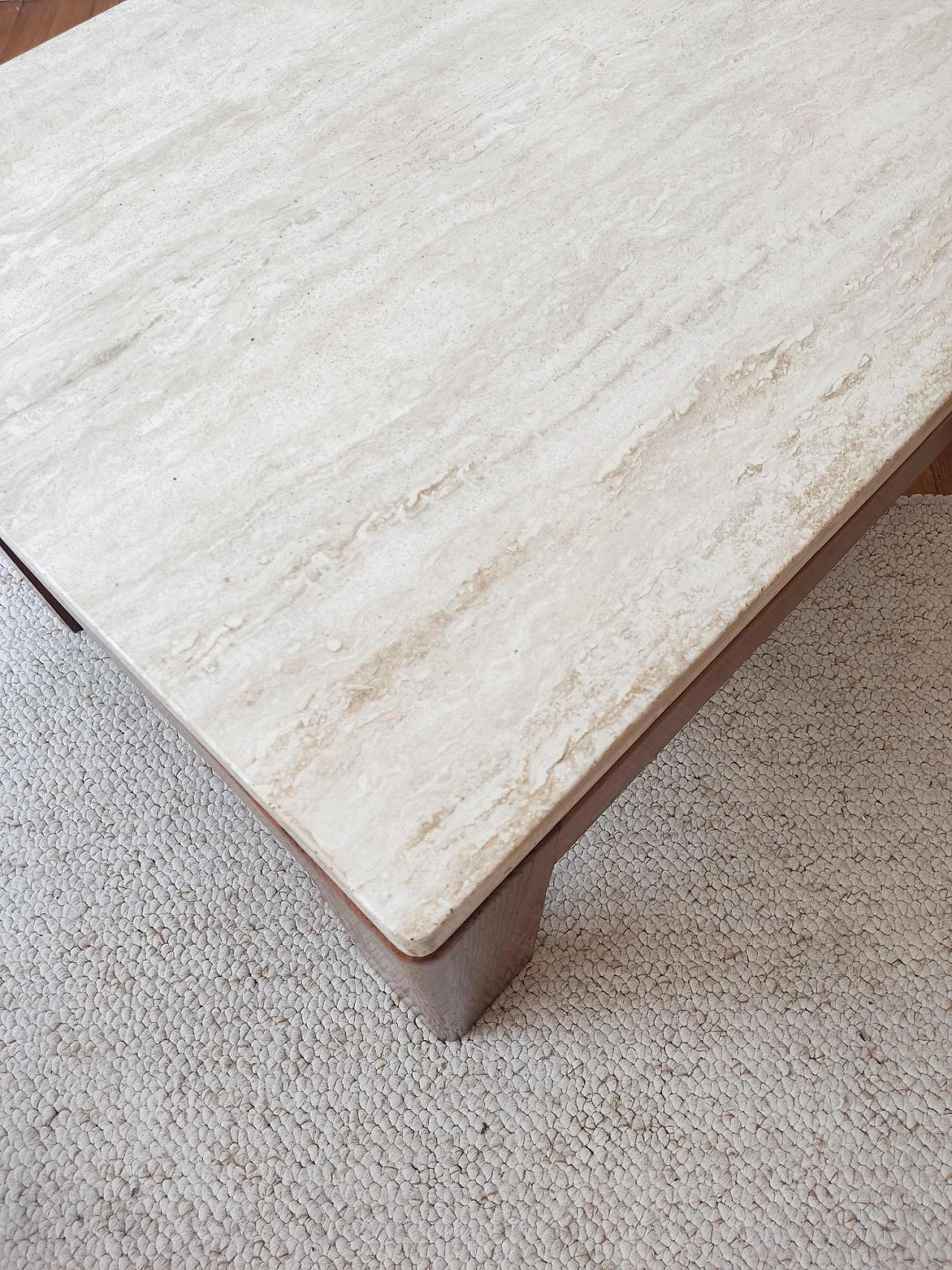 Wooden coffee table with travertine top, 1970s 7