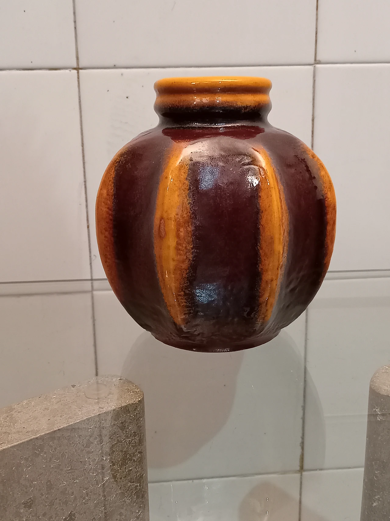 Carstens West Germany vase in terracotta and enamels, 1970s 4