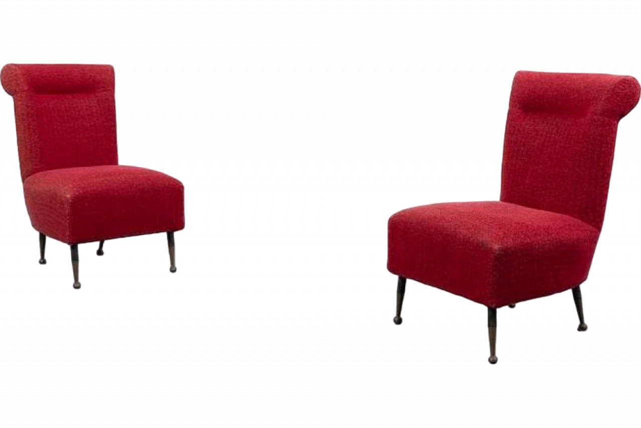 Pair of chairs in steel and fabric, 1950s 7