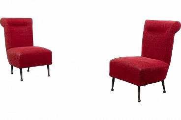 Pair of chairs in steel and fabric, 1950s