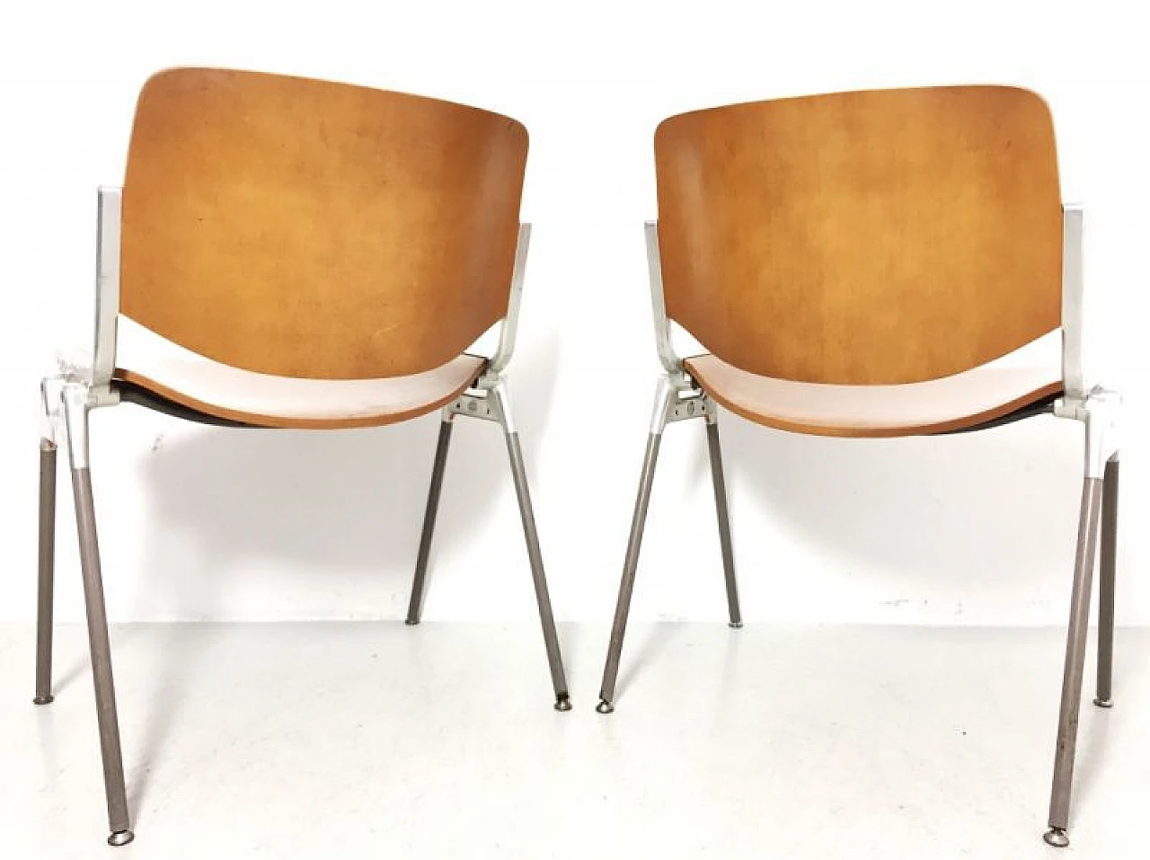 Pair of DSC 106 chairs in beechwood by Giancarlo Piretti for Anonima Castelli, 60s 1185489