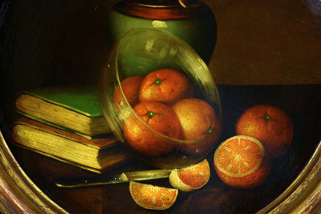 Still life with oranges and books by Carlo De Tommasi, 1990s 3