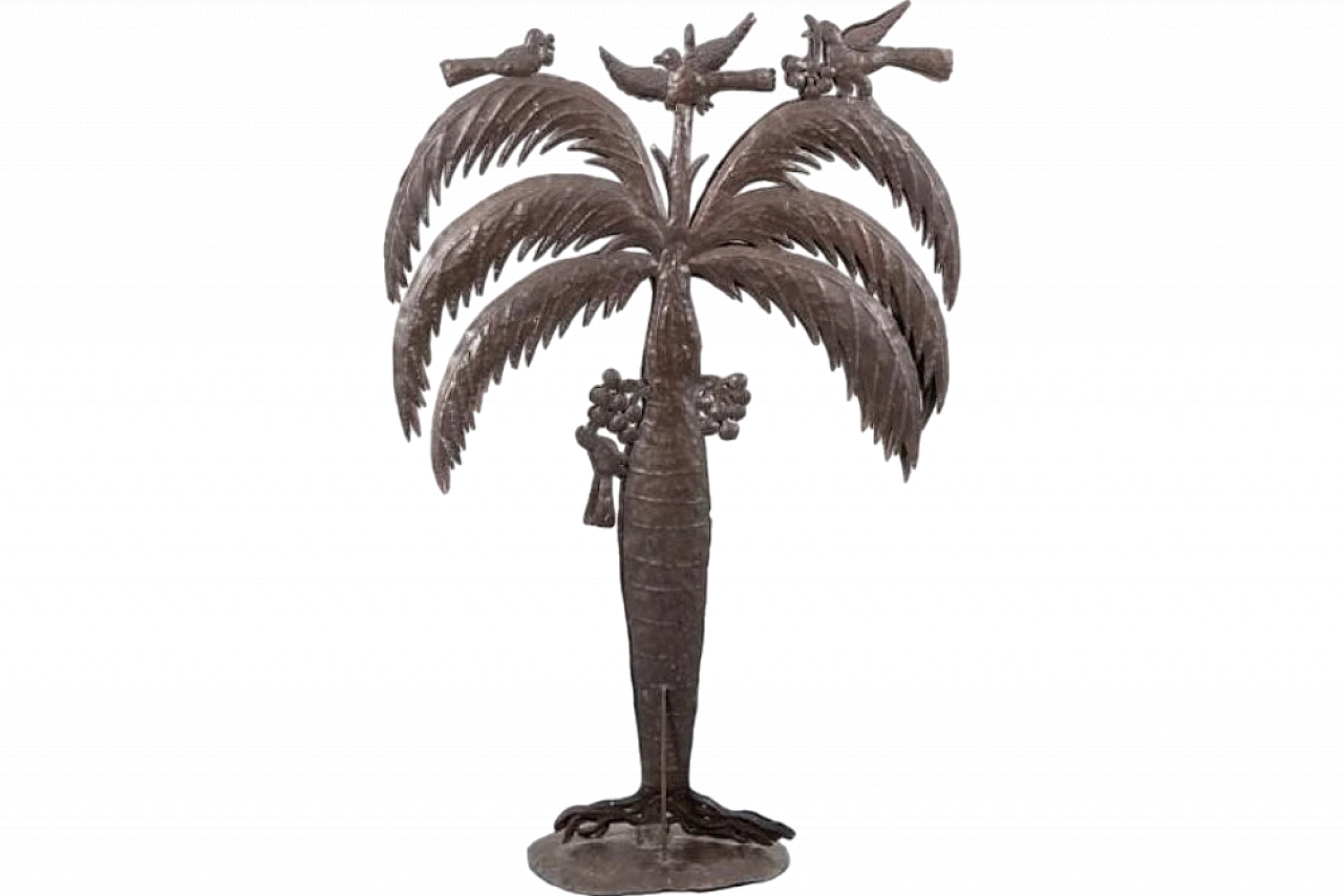 Wrought metal lamp Palm tree by Atelier Marolles, late 20th century 9