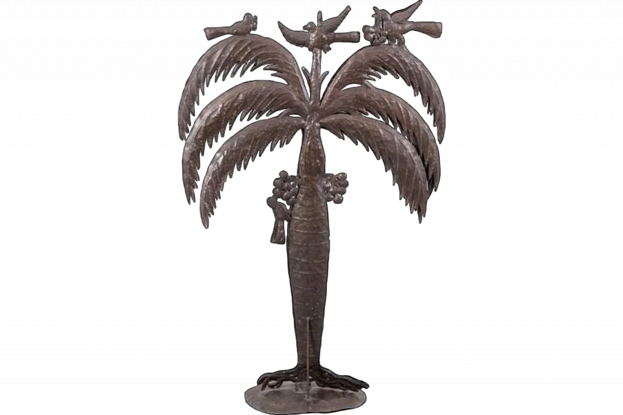 Wrought metal lamp Palm tree by Atelier Marolles, late 20th century 10