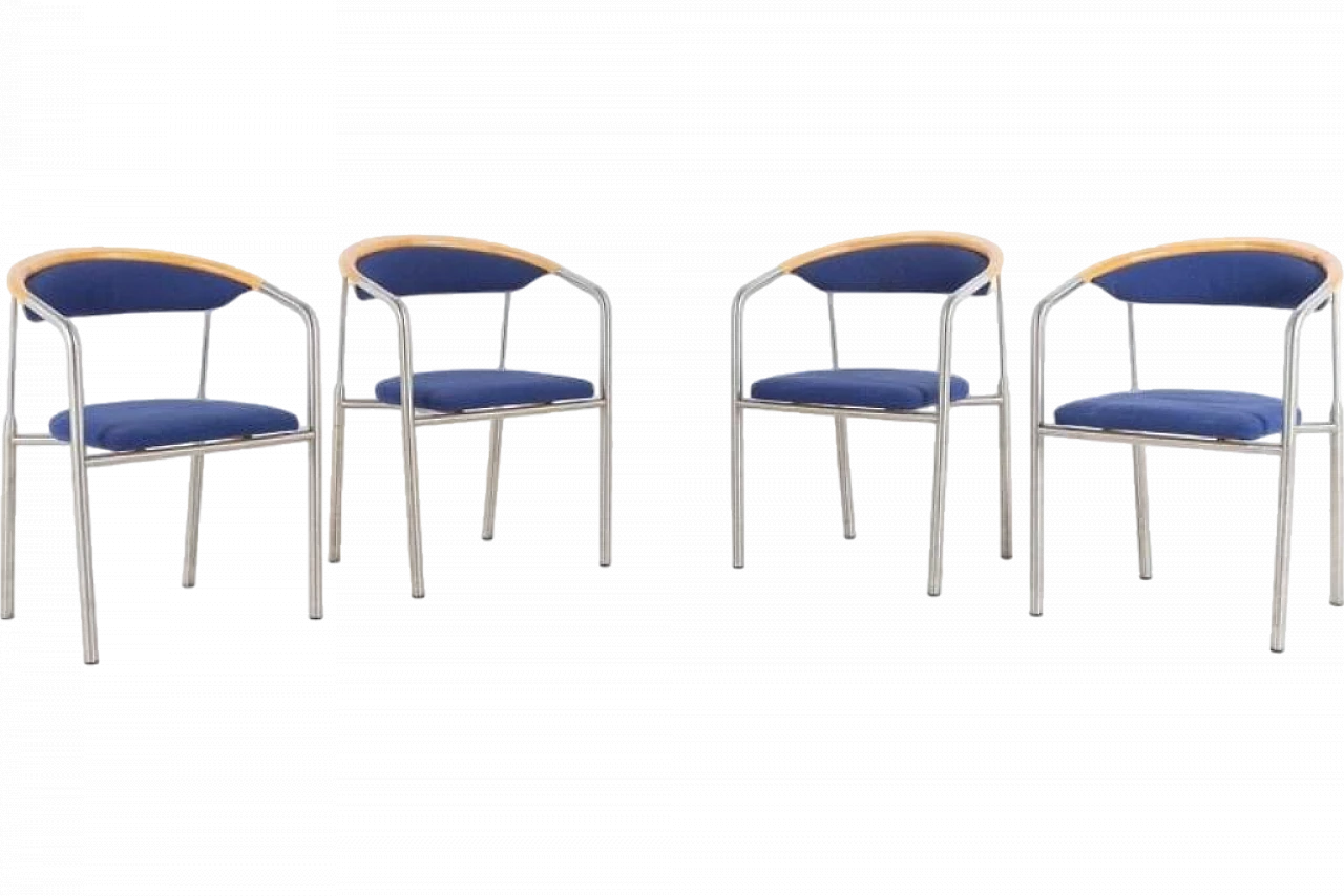 4 Steel and fabric chairs by Hansen & Sorensen, 1990s 15