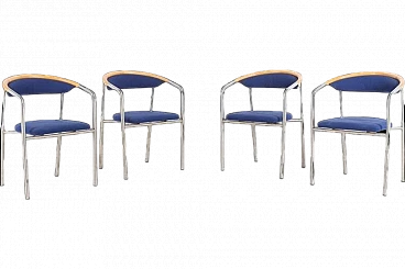 4 Steel and fabric chairs by Hansen & Sorensen, 1990s