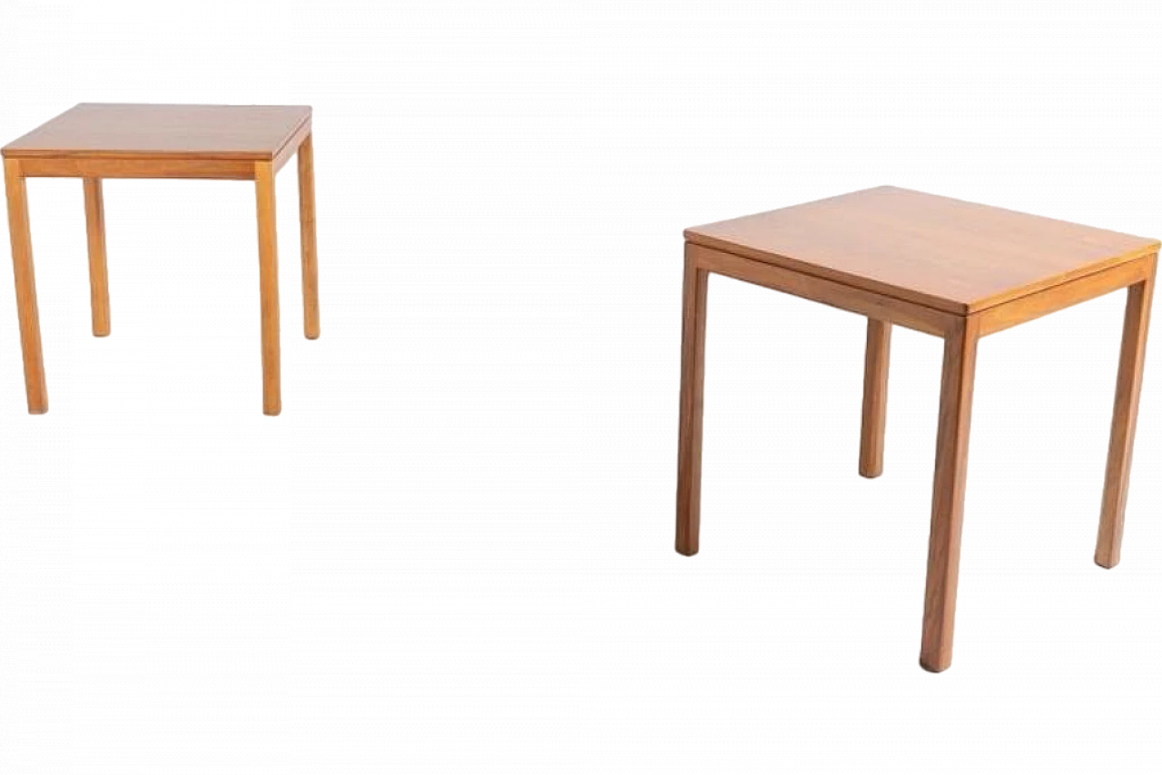 Pair of Scandinavian walnut tables, 1960s 11