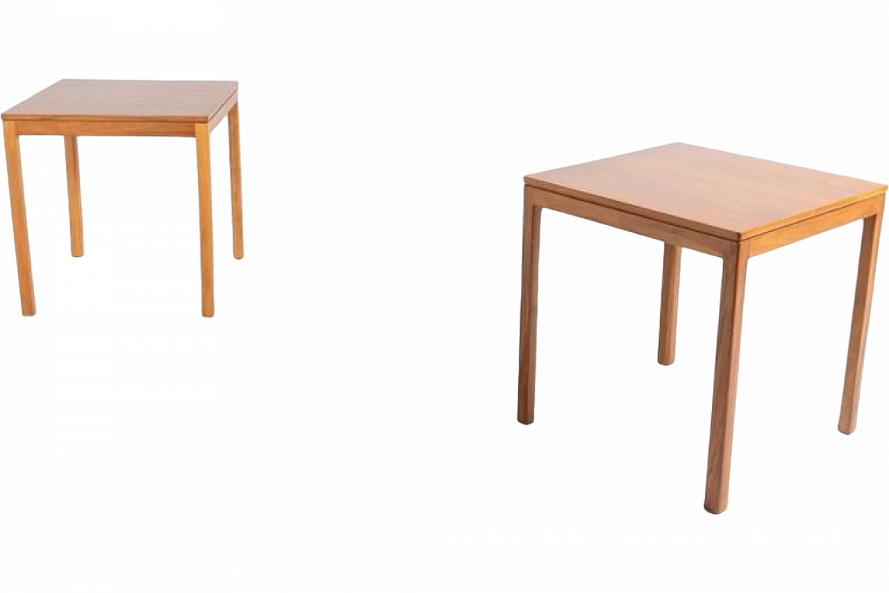 Pair of Scandinavian walnut tables, 1960s 12