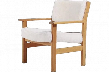 Poltrona in legno e tessuto di Hans Wegner per Getama, fine '900