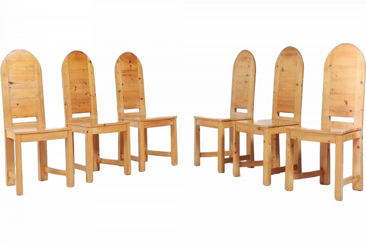 6 Solid pine chairs by Sven Larsson Möbelshop, late 20th century 13