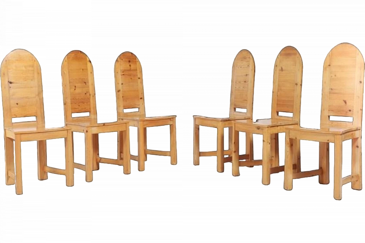 6 Solid pine chairs by Sven Larsson Möbelshop, late 20th century 14