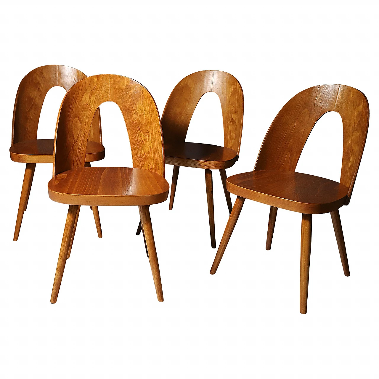 4 Beechwood chairs by Antonín Šuman, 1960s 1