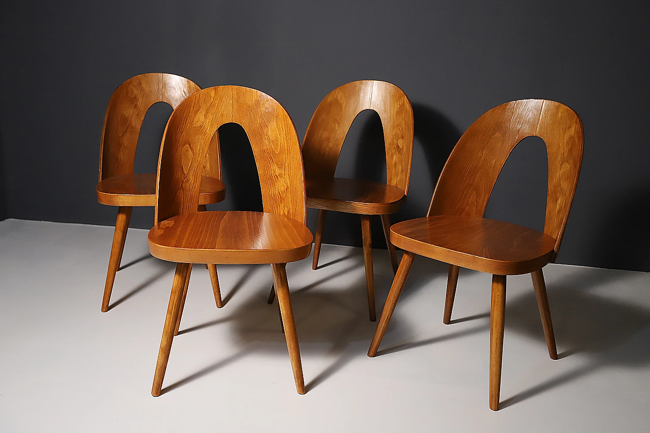 4 Beechwood chairs by Antonín Šuman, 1960s 2