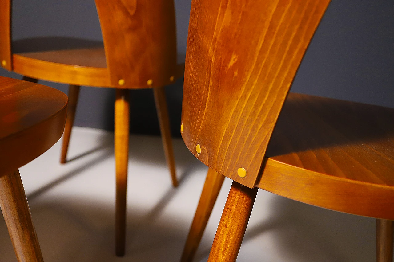 4 Beechwood chairs by Antonín Šuman, 1960s 5