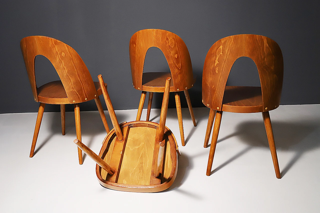 4 Beechwood chairs by Antonín Šuman, 1960s 7