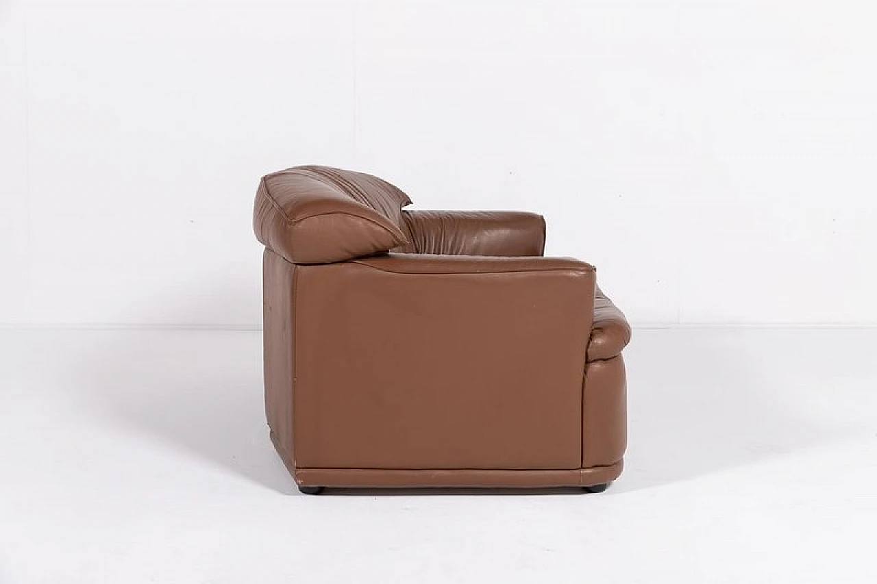 Brown leather sculptural sofa, 1980s 6