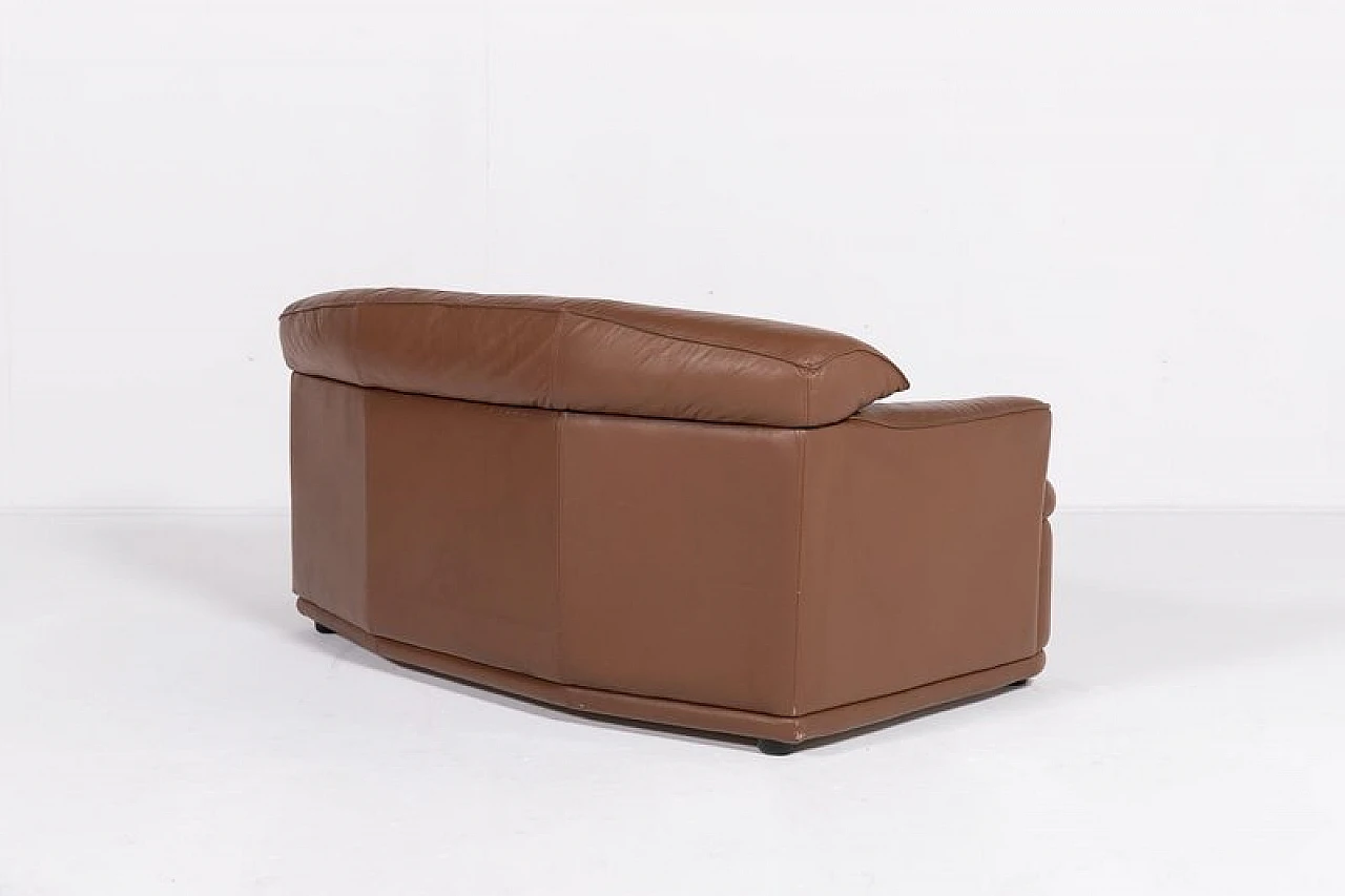 Brown leather sculptural sofa, 1980s 7