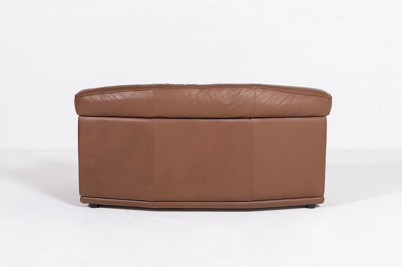 Brown leather sculptural sofa, 1980s 8