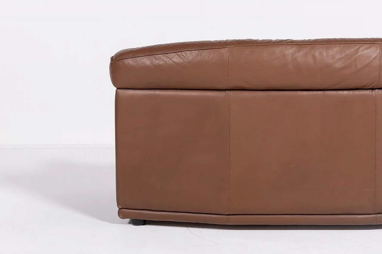 Brown leather sculptural sofa, 1980s 9