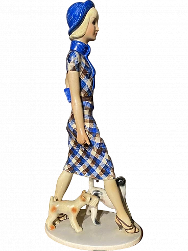 Lenci ceramic lady with dogs, 1930s