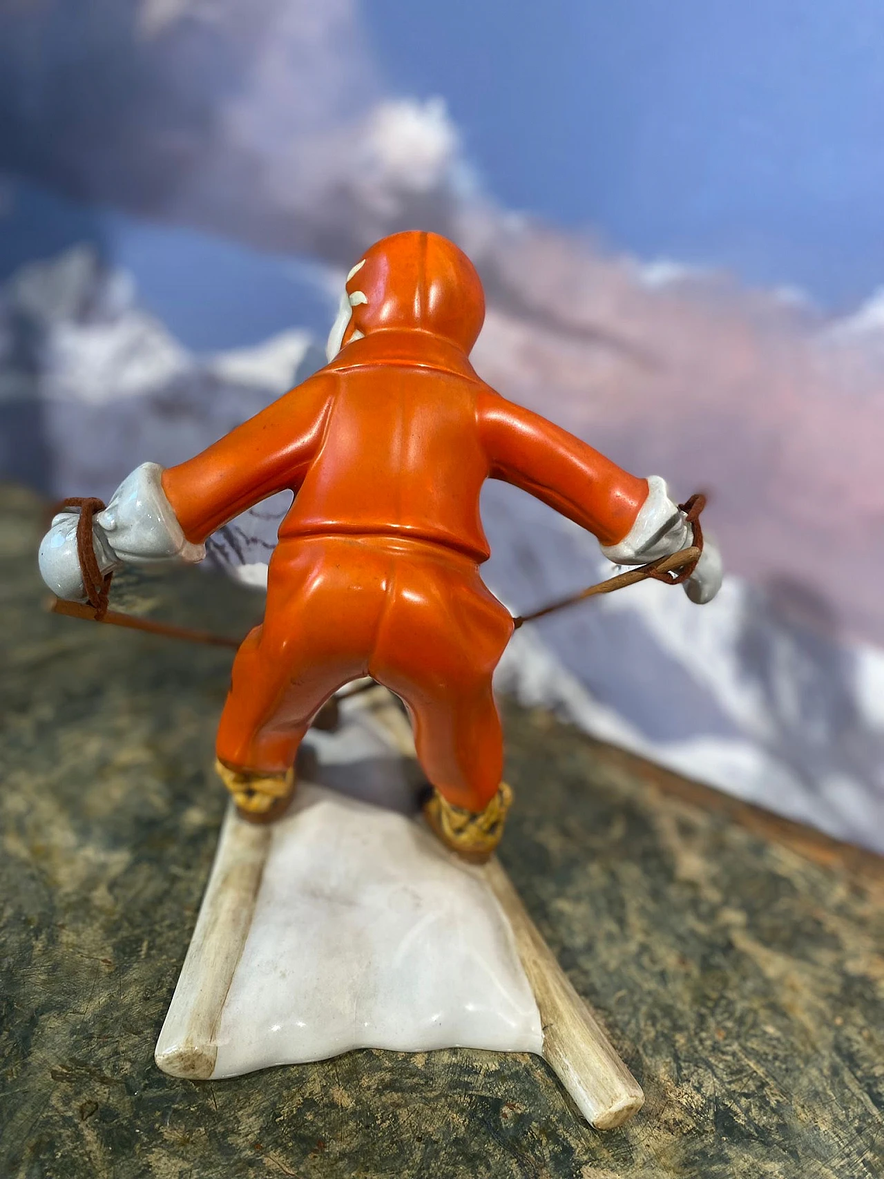 Ceramic Freccia Rossa skier by Lenci, 1930s 2