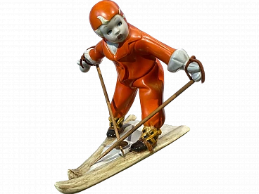 Ceramic Freccia Rossa skier by Lenci, 1930s