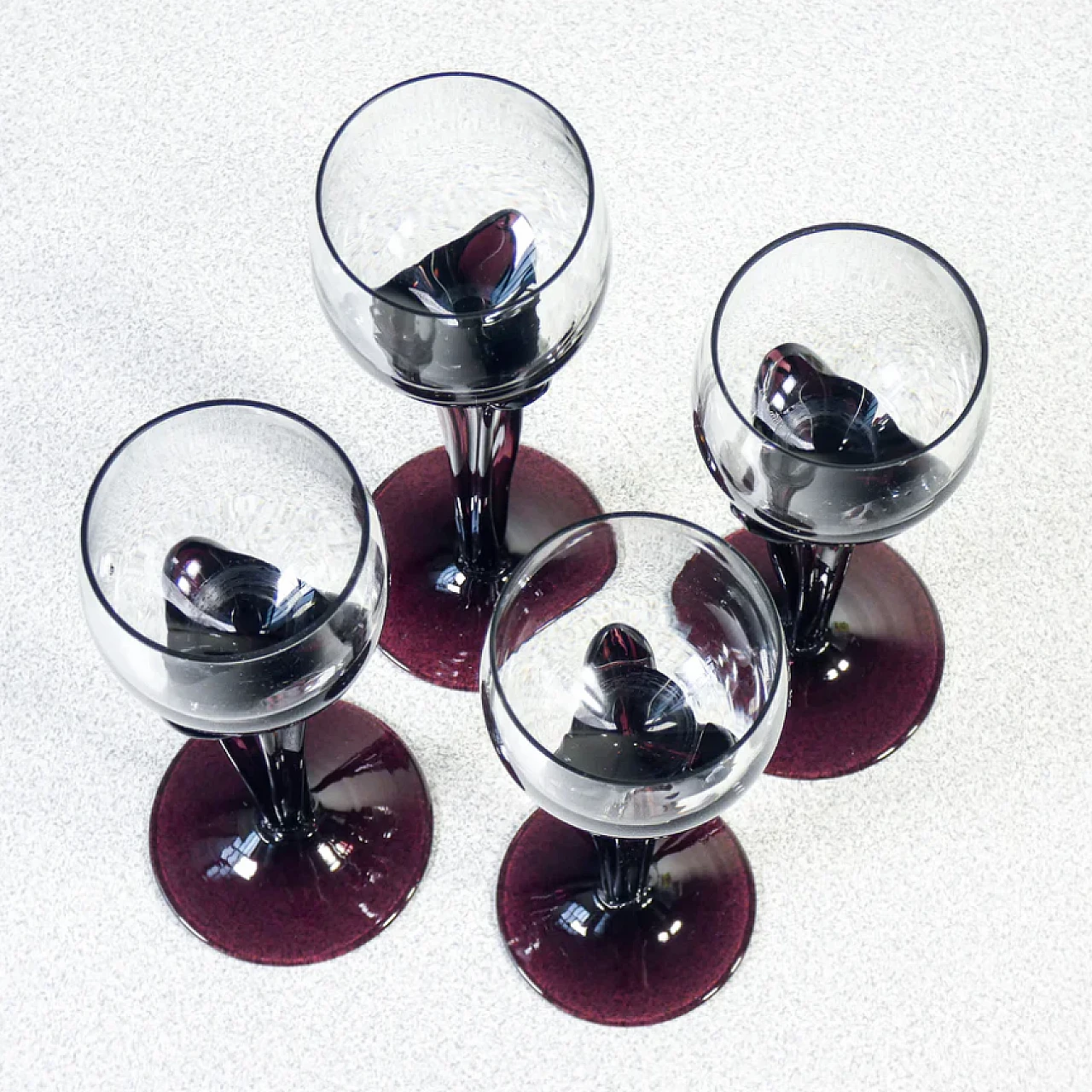 4 blown glass goblets by Alicja Macocha, 1970s 2