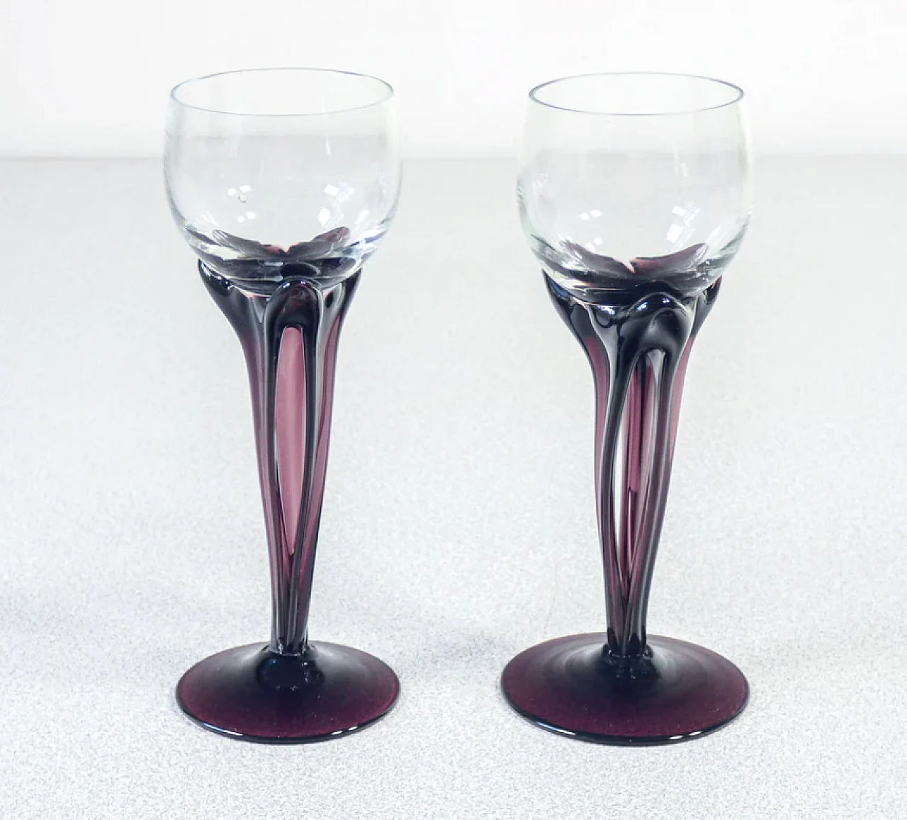 4 blown glass goblets by Alicja Macocha, 1970s 3