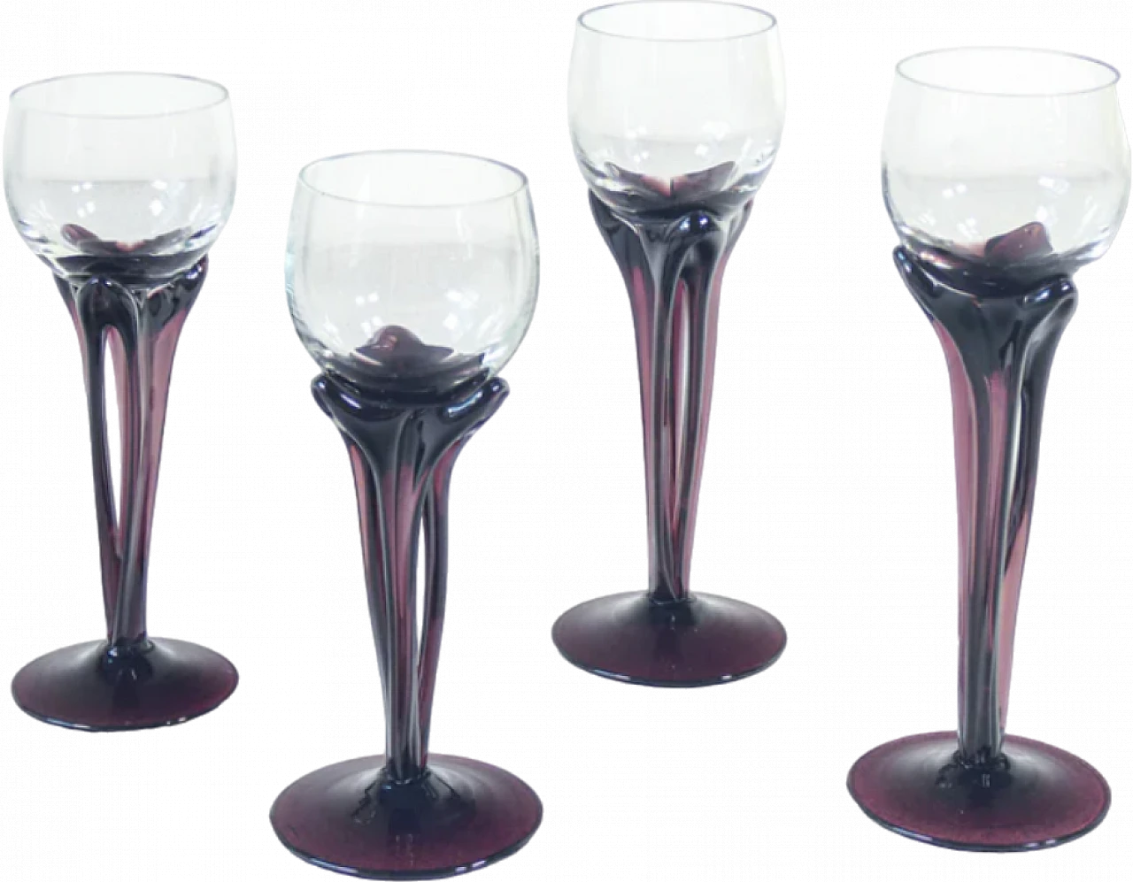 4 blown glass goblets by Alicja Macocha, 1970s 7