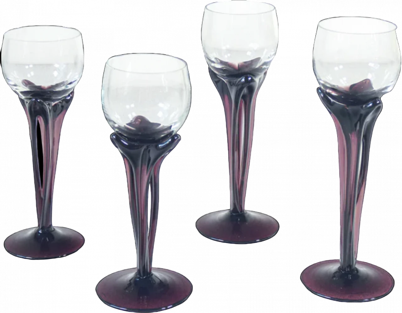 4 blown glass goblets by Alicja Macocha, 1970s 8