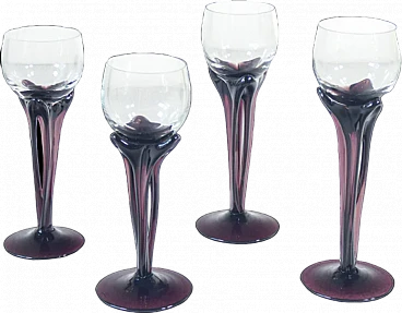 4 blown glass goblets by Alicja Macocha, 1970s