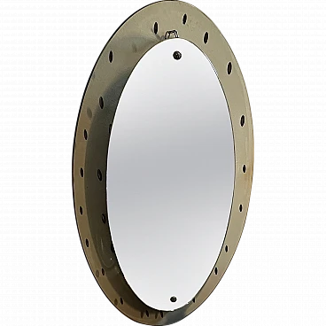 Smoked glass oval wall mirror by Cristal Arte, mid 20th century