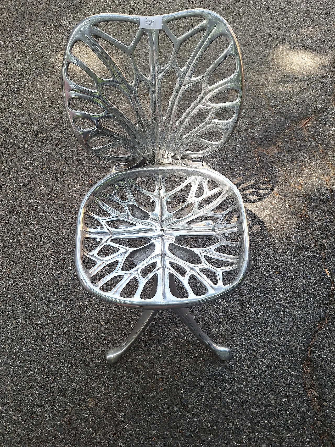 Nervure chair by Quasar Khanh, aluminium organic design, 1980s 3