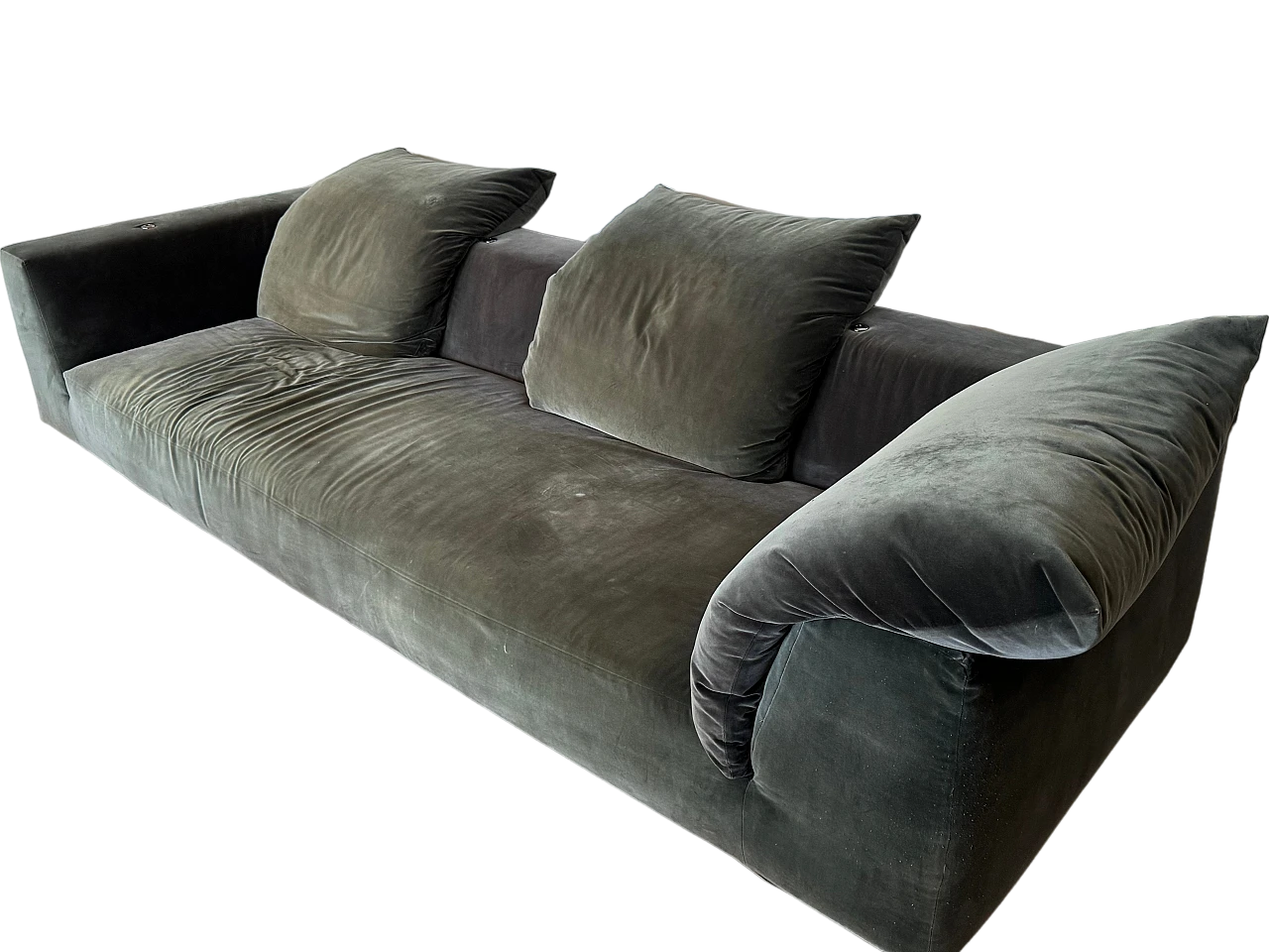 Absolu sofa by Edra in green velvet, 2000s 7