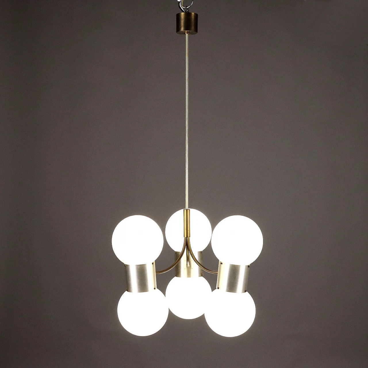 Ceiling lamp aluminium by Gino Sarfatti 1970s 1