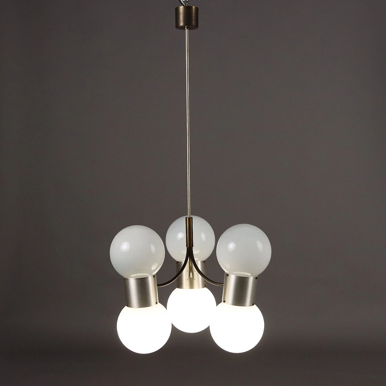 Ceiling lamp aluminium by Gino Sarfatti 1970s 4