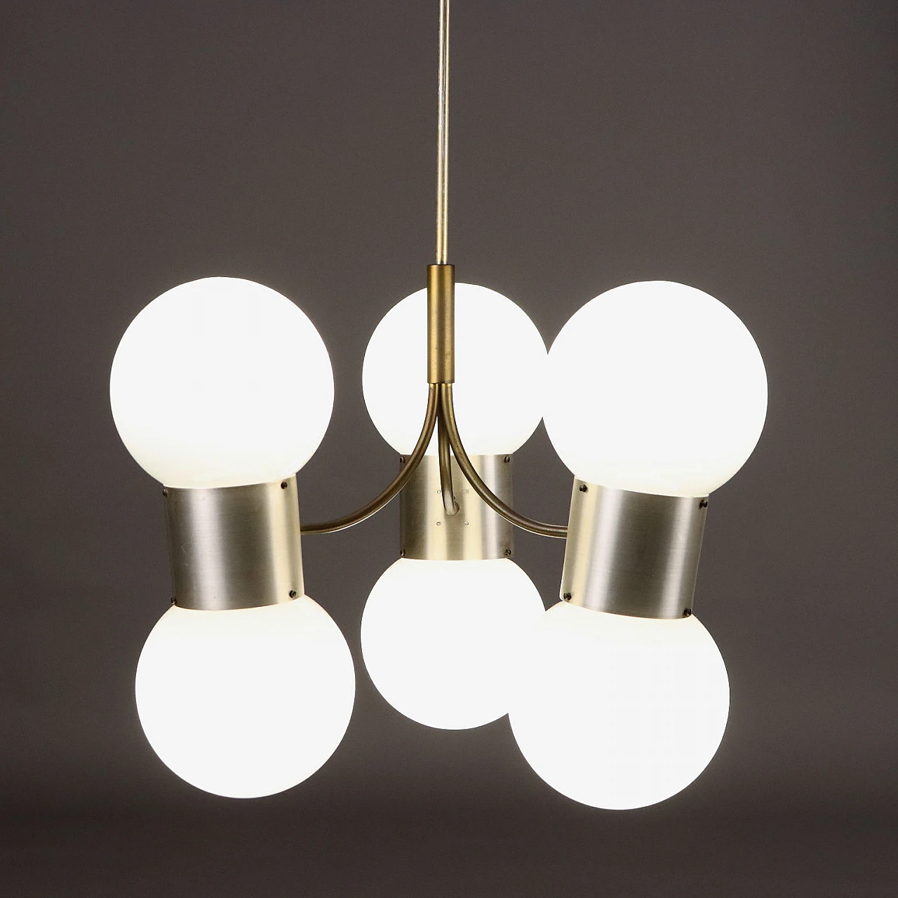 Ceiling lamp aluminium by Gino Sarfatti 1970s 5