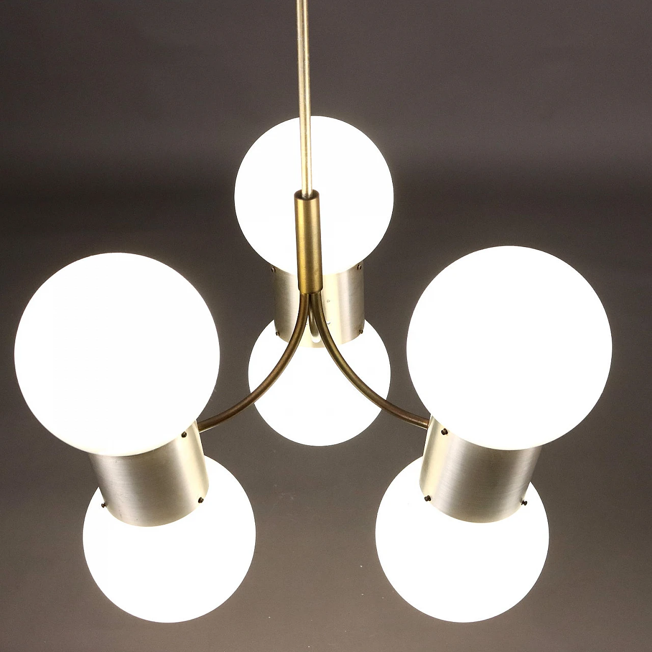 Ceiling lamp aluminium by Gino Sarfatti 1970s 6