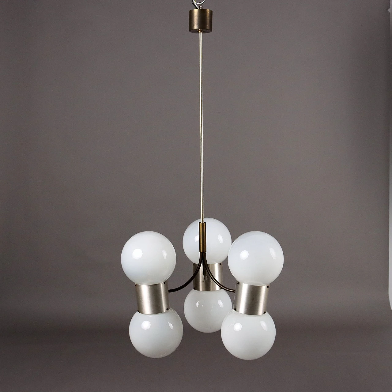 Ceiling lamp aluminium by Gino Sarfatti 1970s 7